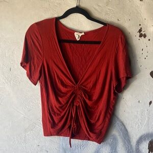 Women's Red Ruched Blouse
